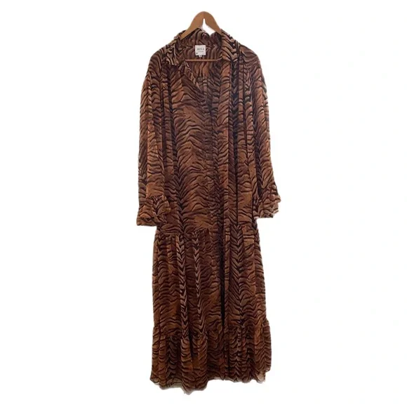 Misa Los Angeles | Dresses | Nwot Misa Brown And Black Tiger Printed Maxi  Dress | Poshmark